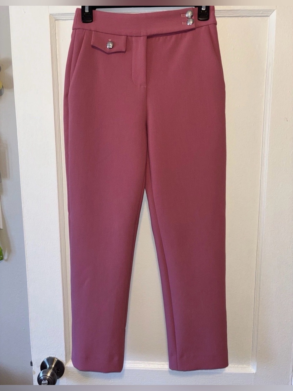 Veronica Beard Pink Straight Leg Ankle Pants Career Work Business Size 00 Renzo